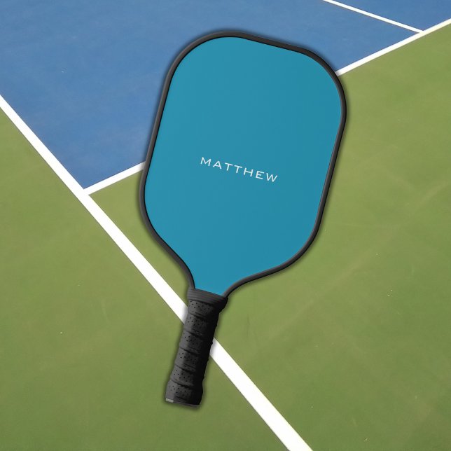 Simple Blue Monogram Name Pickleball Paddle (Creator Uploaded)