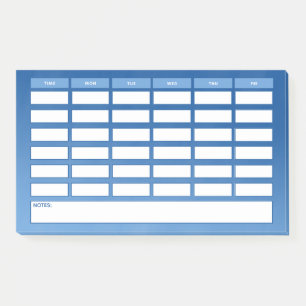 Simple Blue Ombre Weekly School Schedule Post-it Notes