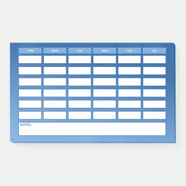 Simple Blue Ombre Weekly School Schedule Post-it Notes (Front)