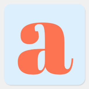 Simple Blue Orange Bold Retro Monogram Initial Square Sticker