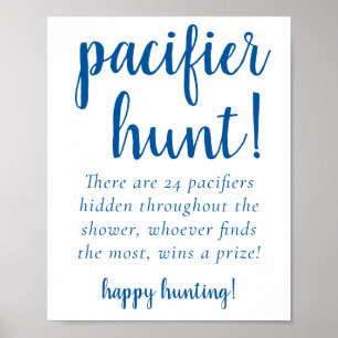 Simple Blue Pacifier Hunt Cerulean Shower Game Poster