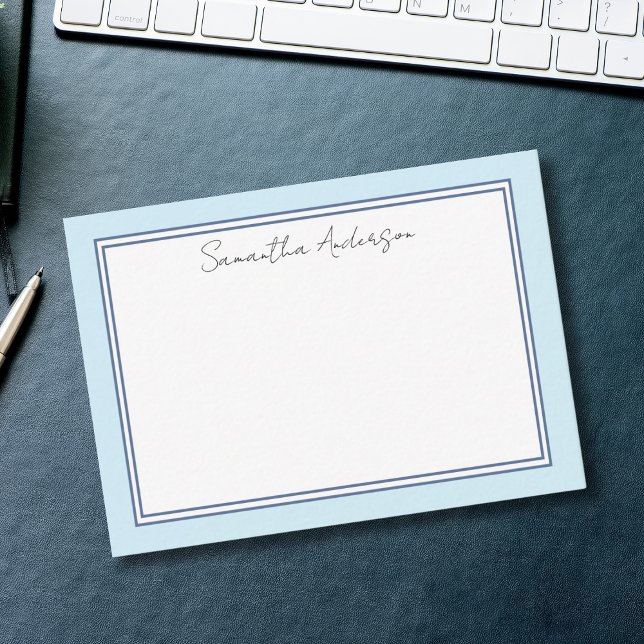Simple Blue Personalised Flat Note Card (Creator Uploaded)