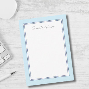 Simple Blue Personalised Flat Note Card