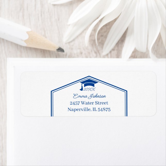 Simple Blue Personalised Return Address Label (Insitu)