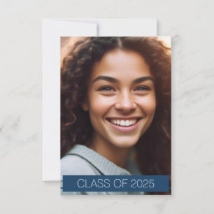 Simple Blue Photo Graduation Announcement Card