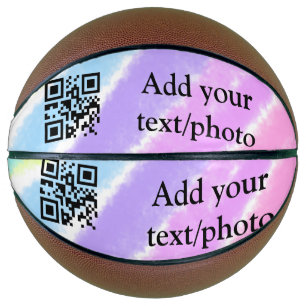 Simple blue pink watercolor add your text name q r basketball