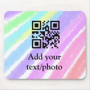 Simple blue pink watercolor add your text name q r mouse pad