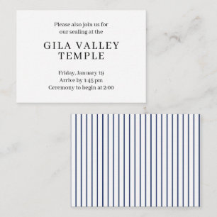 Simple Blue Pinstripes Temple Sealing Invitation