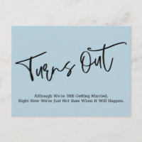 Simple Blue Postponed Wedding Announcement
