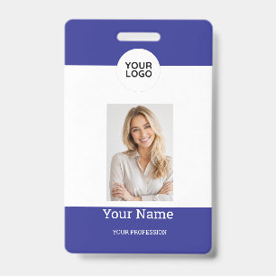 Simple Blue Professional Photo ID Badge