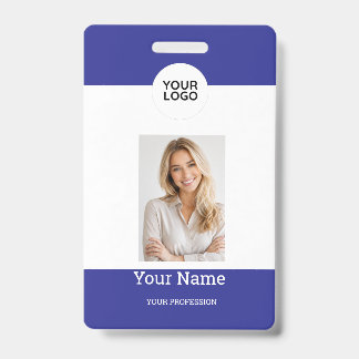 Simple Blue Professional Photo ID Badge