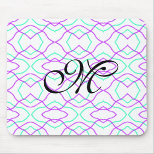 Simple blue purple watercolor lines wavy add name mouse pad