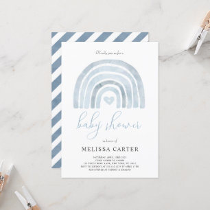 Simple Blue Rainbow Baby Shower Party Invitation