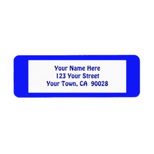 simple blue return address label