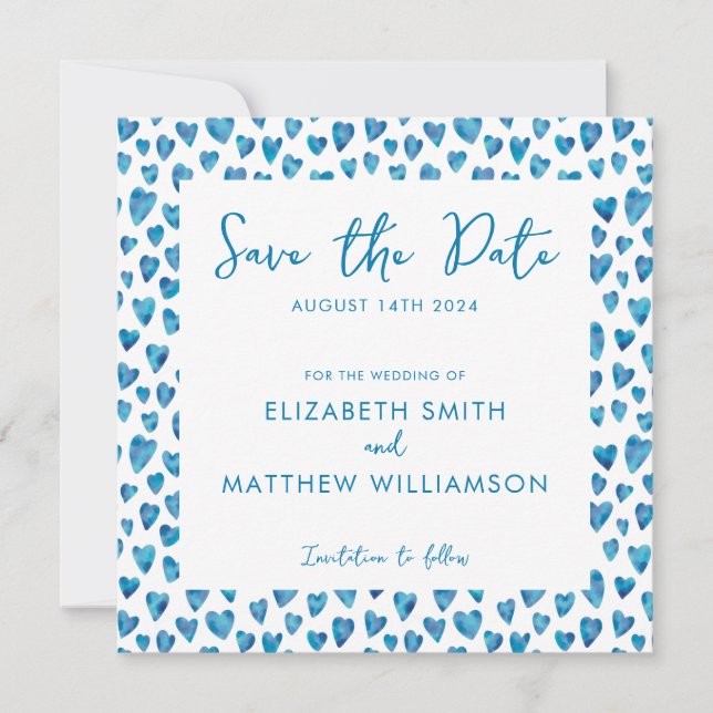 Simple Blue Save the Date Wedding (Front)