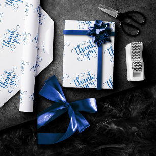 Simple Blue Script   Cerulean Flourish Shower Wrapping Paper
