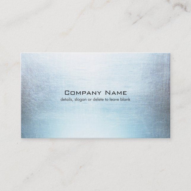 Simple Blue Silver Brushed Metal Look Business Card (Front)
