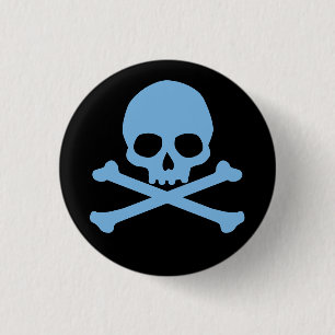Simple Blue Skull and Crossbones 3 Cm Round Badge