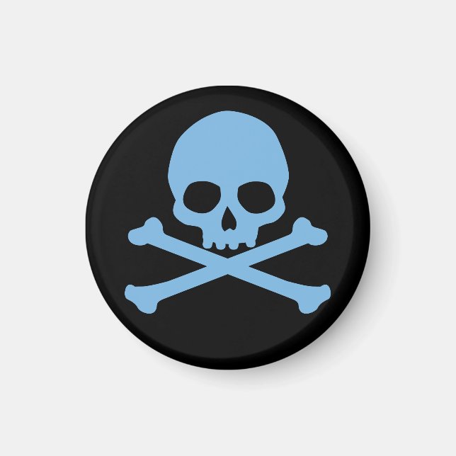 Simple Blue Skull and Crossbones Magnet (Front)