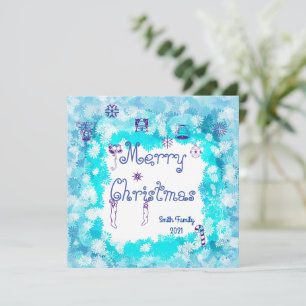 Simple Blue Snowflake Non Photo Christmas Card