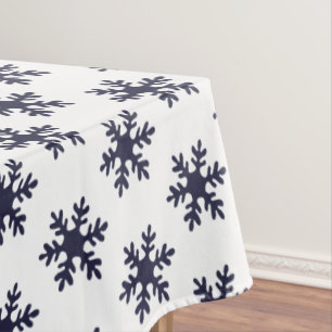 Simple Blue Snowflake Pattern Christmas Holiday Tablecloth