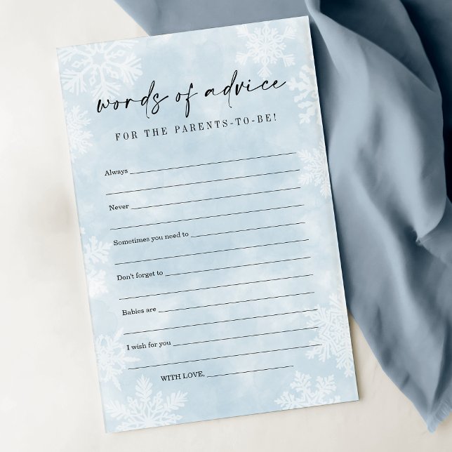 Simple Blue Snowflakes Baby Shower Advice Card (Creator Uploaded)