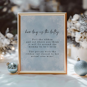 Simple Blue Snowflakes How Big Is Belly Game Poster