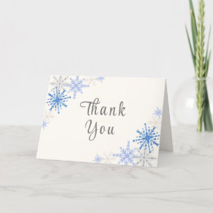 Simple Blue Snowflakes Winter Baby Shower Thank You Card