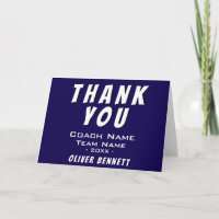 Simple Blue Sports Thank you Coach Card