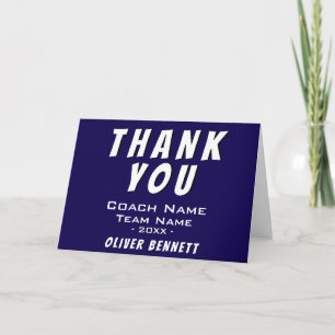 Simple Blue Sports Thank you Coach Card