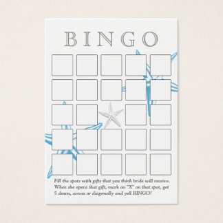 Simple Blue Starfish 5x5 Bridal Shower Bingo Card