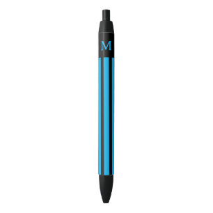 Simple Blue Striped Initial Black Ink Pen