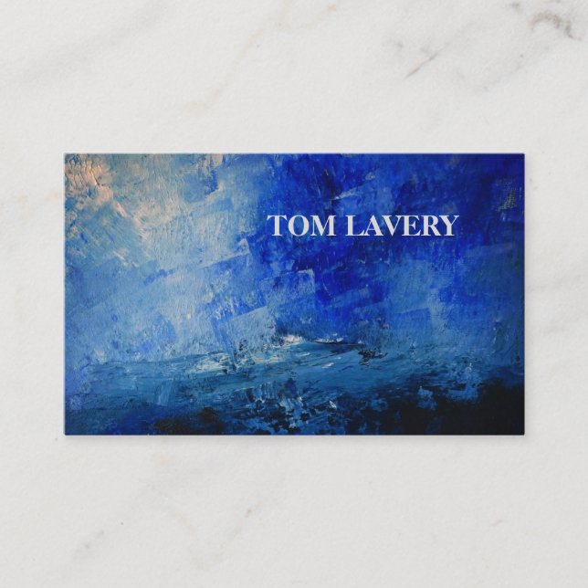 Simple,  Blue, Stylish Artistic  Busines Card (Front)