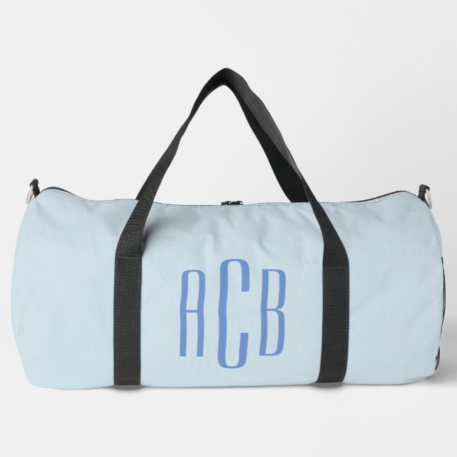 Simple Blue Three Letter Monogram Duffle Bag (Front)