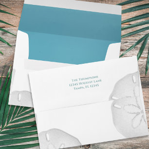 Simple Blue Turquoise Beach Sand Dollar Envelope