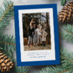 Simple blue tweed frame Christmas photo Holiday Card<br><div class="desc">This simple holiday card features one photo on the front surrounded by a bright blue tweed frame. The bright fabric effect (please note it only has the appearance and no actual texture) gives it a wintry vibe, and the type allows you to create your own personalised message. The back has...</div>