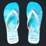 Simple Blue Unisex Bride Groom Sandals Wedding<br><div class="desc">This simple yet stylish pair of gradient blue flip flops perfect for bride and groom to wear in wedding day, bachelor/bachelorette party, honeymoon or other celebration. ♥Customise it with your wording by using the template fields. ♥ If you want to change the font style, colour or text placement, simply click...</div>