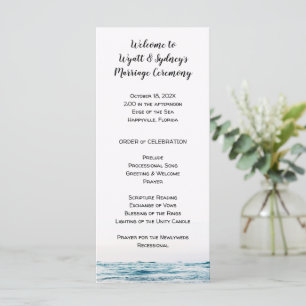 Simple Blue Water Coastal Wedding Program Template