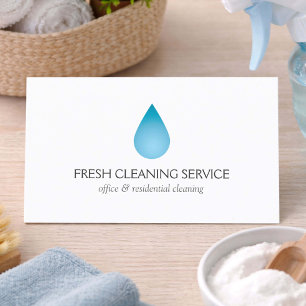 Simple Blue Water Drop Cleaning, Pressure Washing Business Card