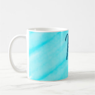 simple blue whi watercolor lines add your monogram coffee mug
