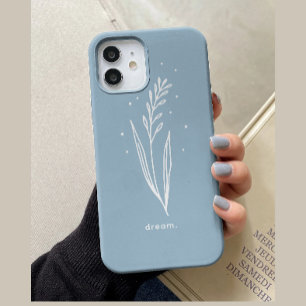 Simple Blue White Aesthetic Floral Personalised Case-Mate iPhone 14 Case