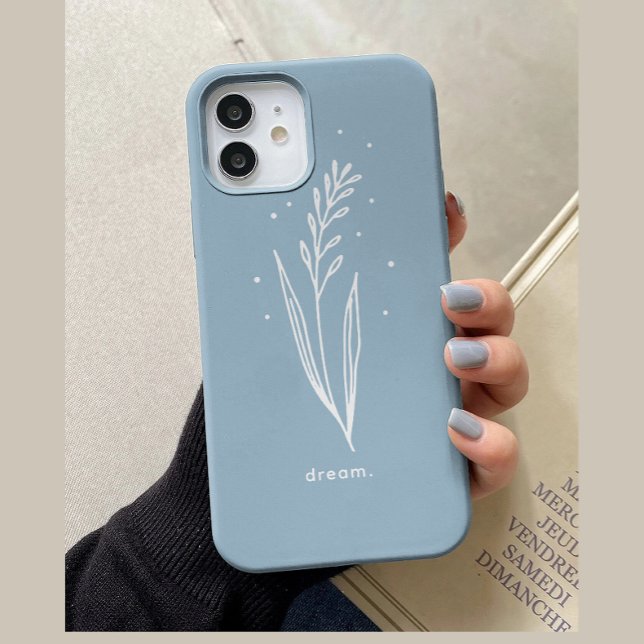 Simple Blue White Aesthetic Floral Personalised Case-Mate iPhone Case (Creator Uploaded)