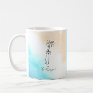 Simple Blue White Beige Watercolor Beach Relax Coffee Mug