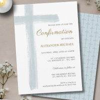 Simple Blue White Cross Boy Confirmation