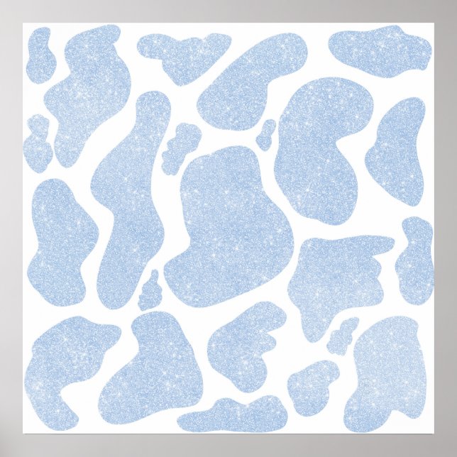 Simple Blue White Large Cow Spots Animal Pattern Poster (Front)