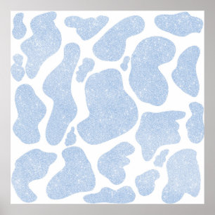 Simple Blue White Large Cow Spots Animal Print