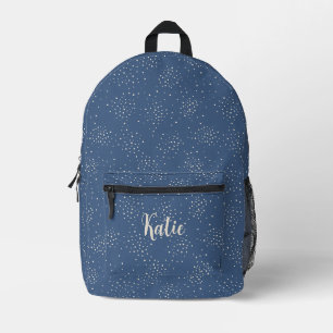 Simple Blue & White Monogram Monogrammed Name Printed Backpack