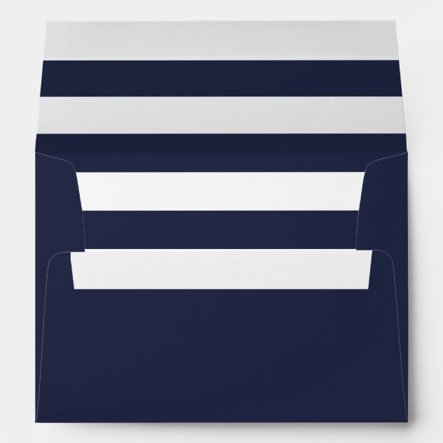 Simple Blue White Striped Lined  Navy Blue Envelope (Back (Bottom))