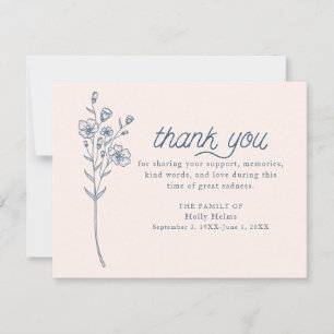 Simple Blue Wildflower Sympathy Thank You Notecard