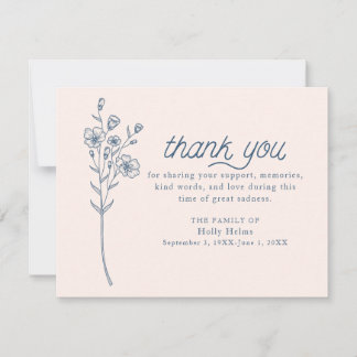 Simple Blue Wildflower Sympathy Thank You Notecard